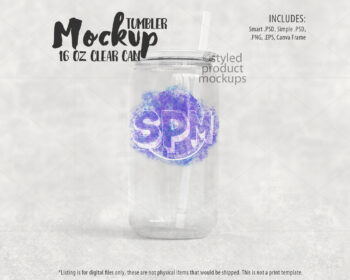 16oz Clear Glass Can Mockup