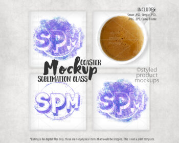 Sublimation Glass Coaster Mockup