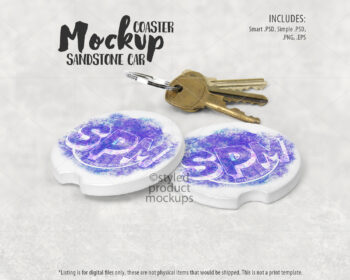 Sandstone Car Coaster Mockup