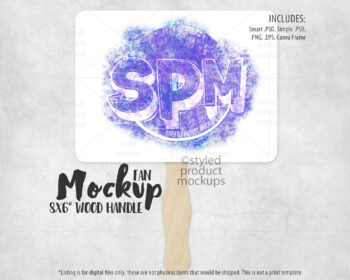 Wood Handle Fan Mockup