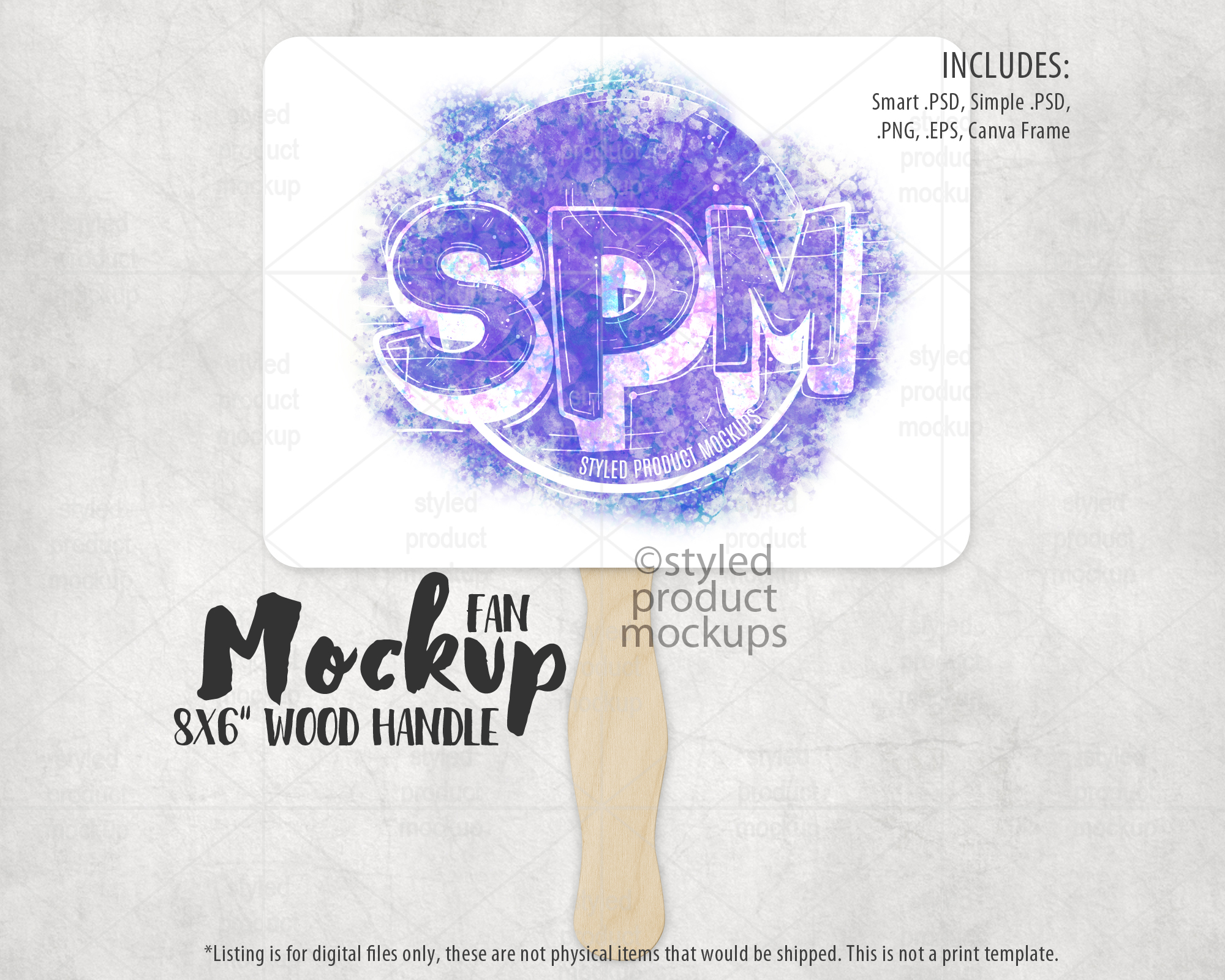 Wood Handle Fan Mockup