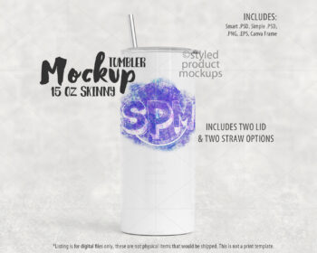 15oz Skinny Tumbler Mockup