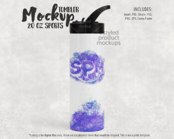 20oz Skinny Sport Bottle Mockup