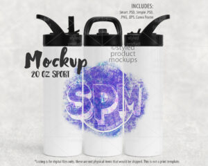 20oz Skinny Tumbler Full Wrap Mockup