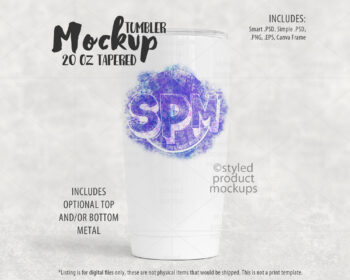 Glossy 20oz Tapered Tumbler Mockup