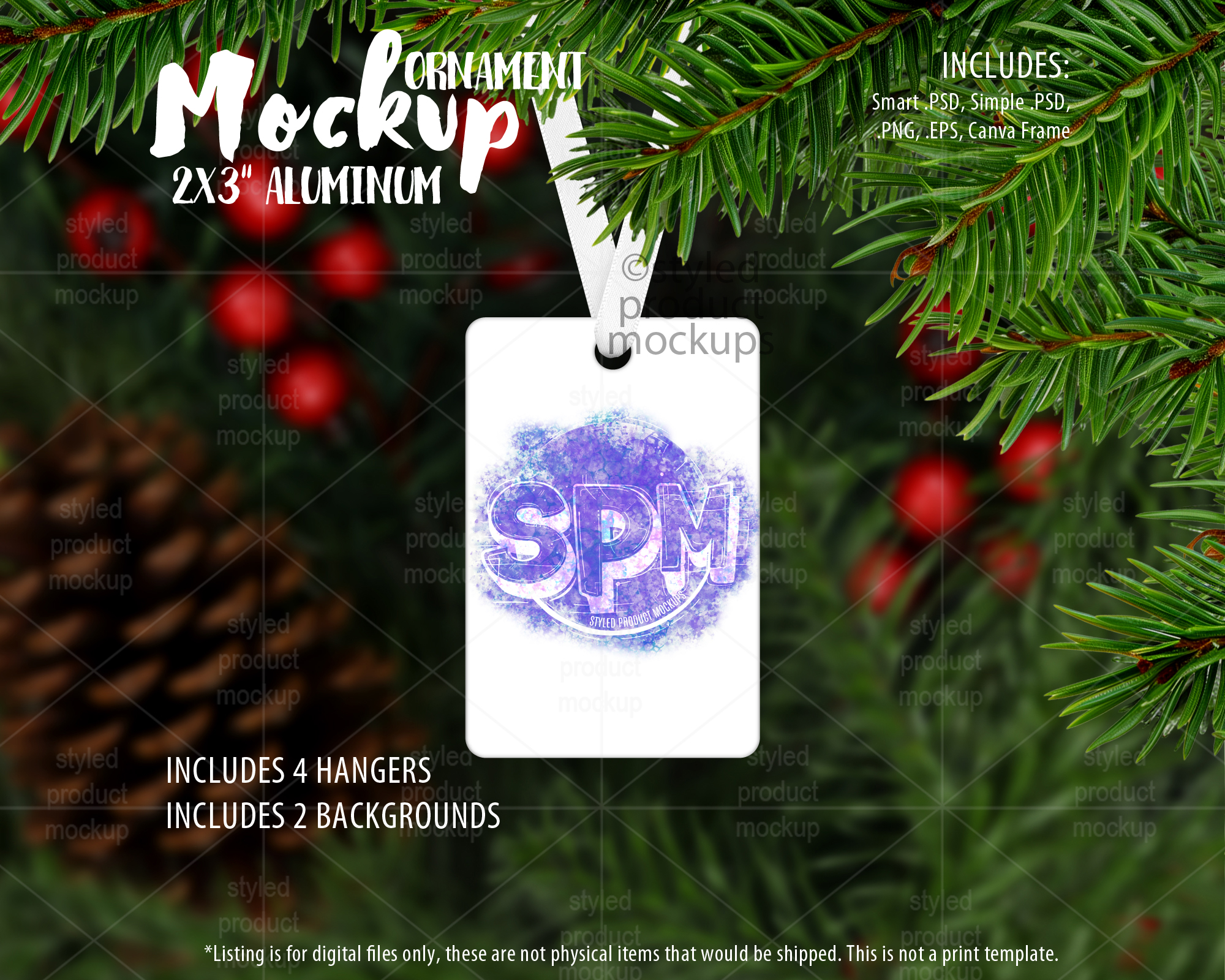 2x3 Christmas Ornament Mockup
