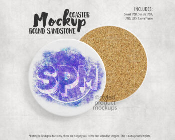 Round Sandstone Coaster Mockup