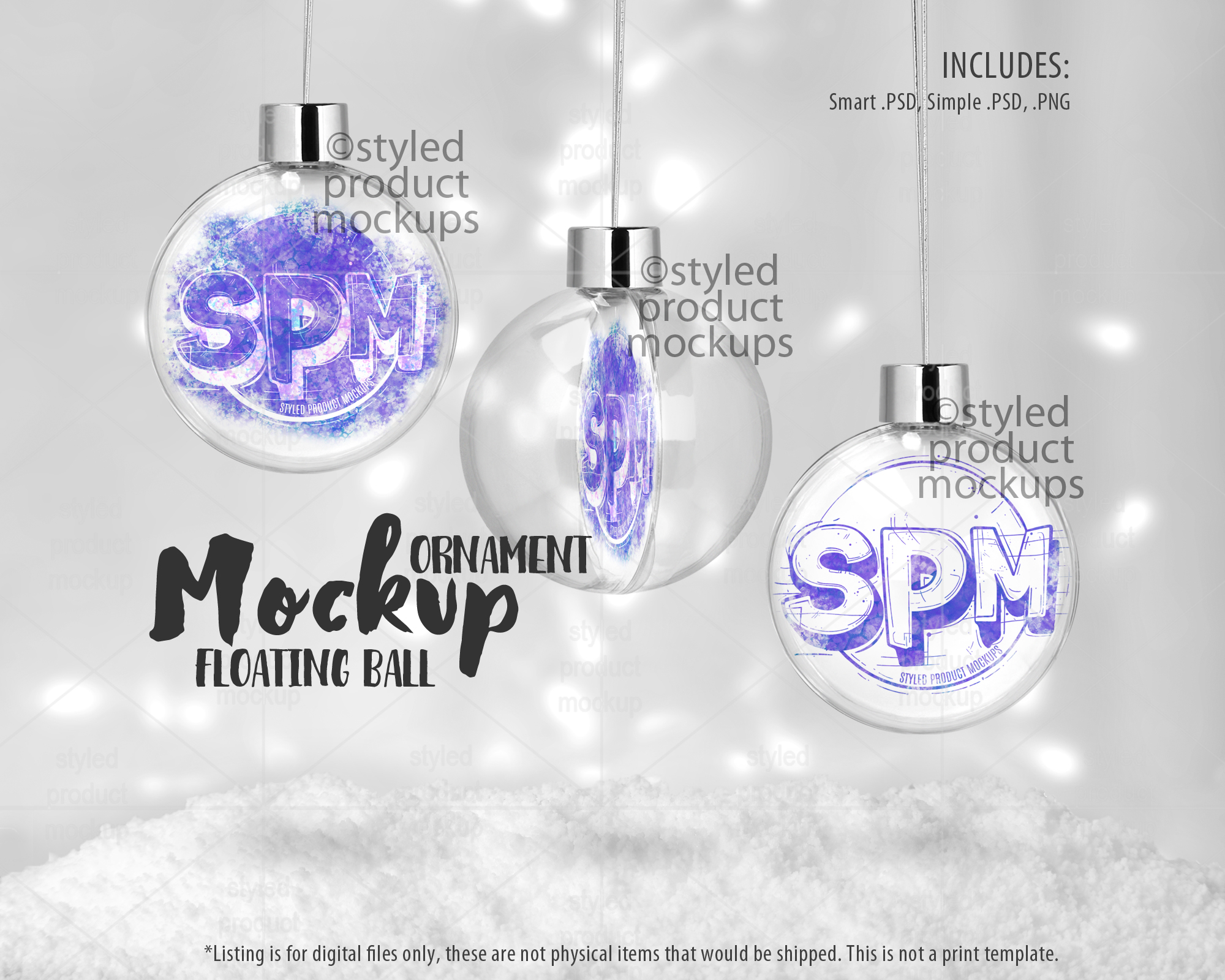 Floating Ball Ornament Mockup