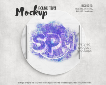 Round Serving Tray Mockup