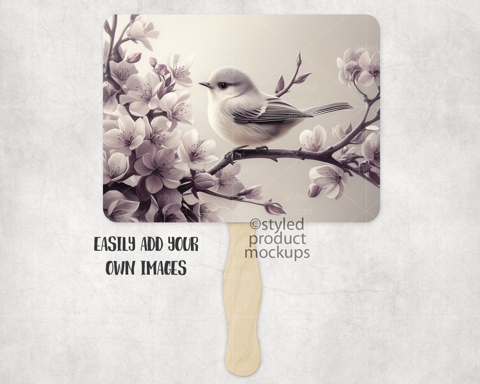 Wood Handle Fan Mockup