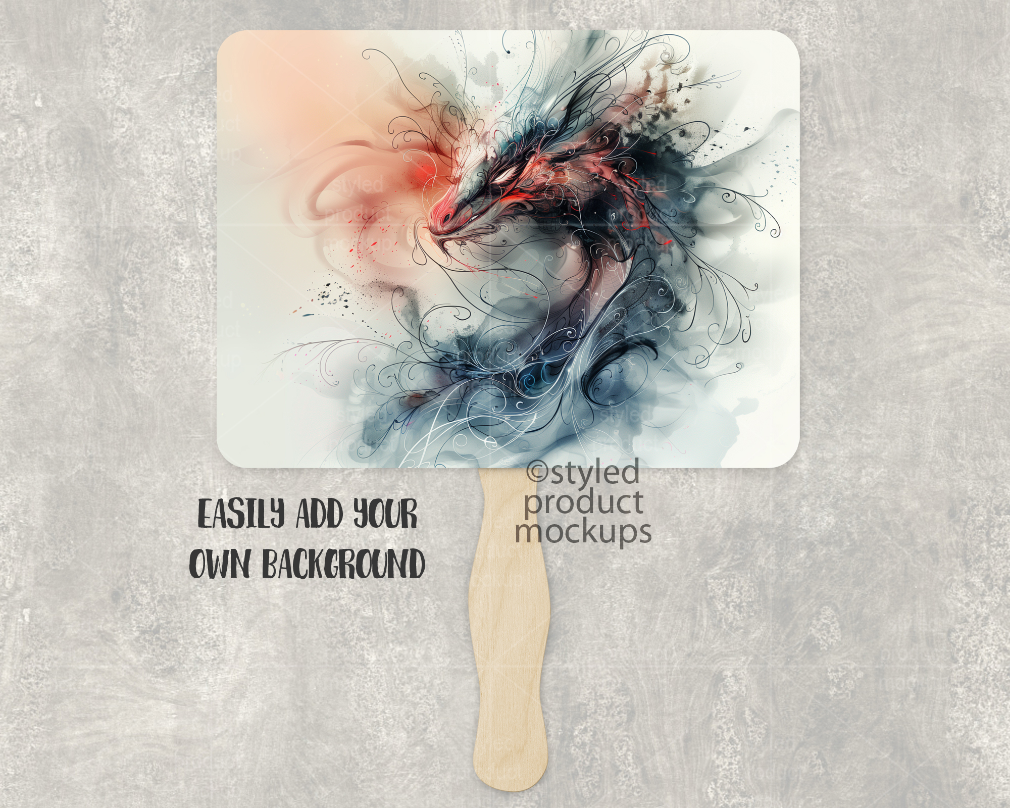 Wood Handle Fan Mockup