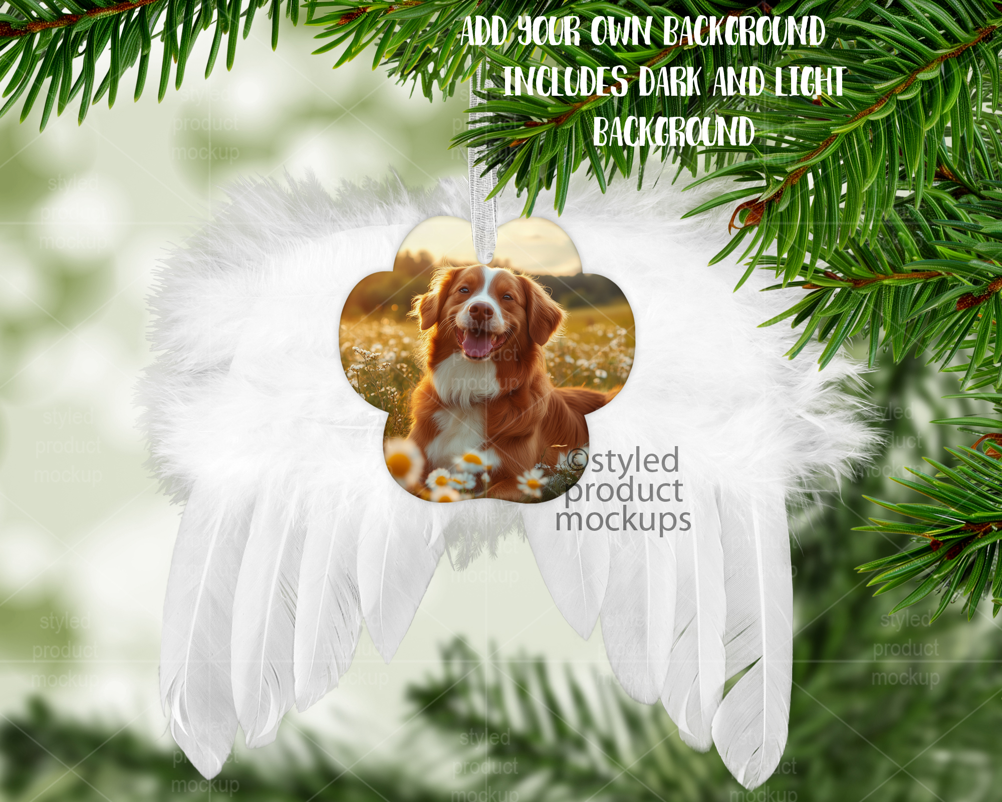 Angel Wing Paw Ornament Mockup