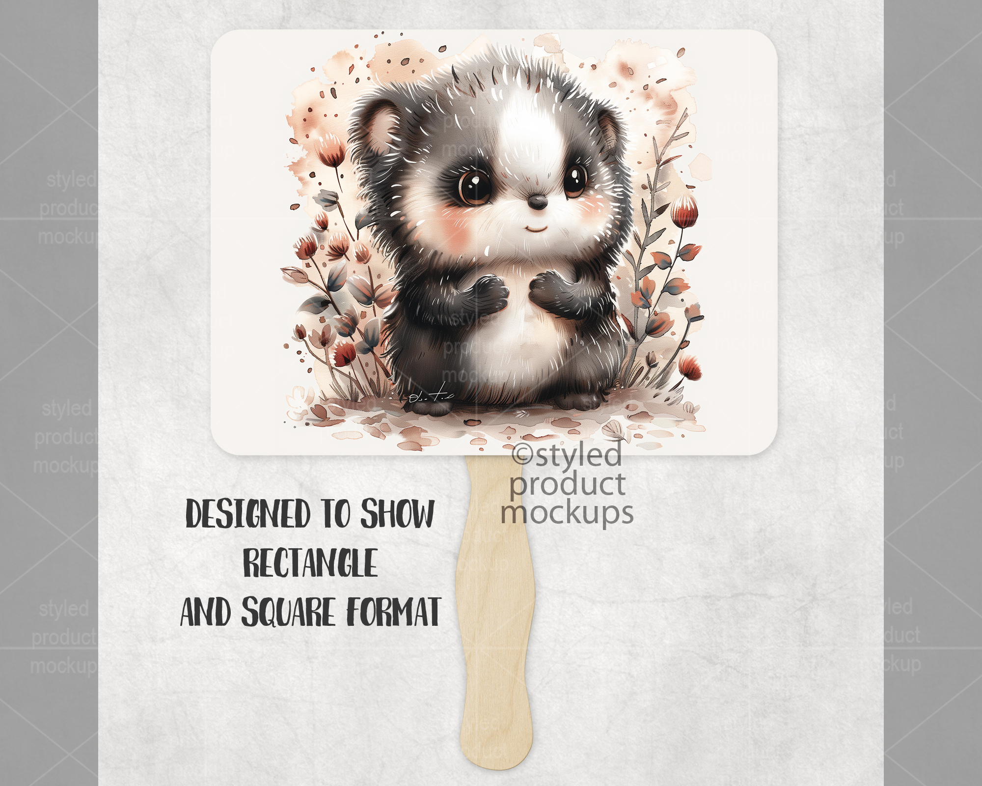 Wood Handle Fan Mockup