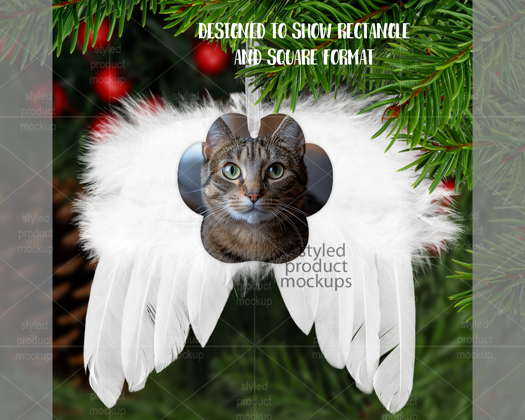 Angel Wing Paw Ornament Mockup