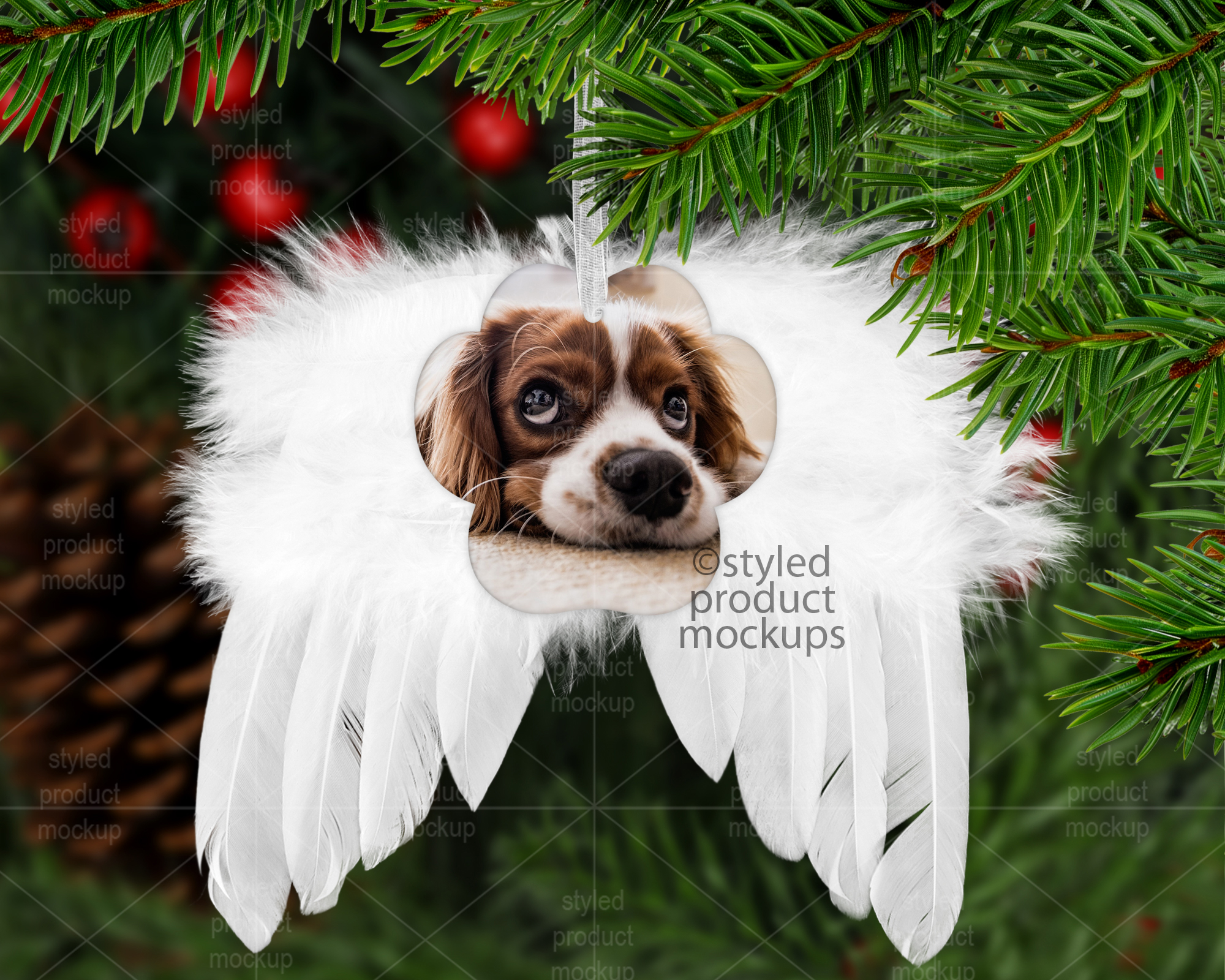 Angel Wing Paw Ornament Mockup
