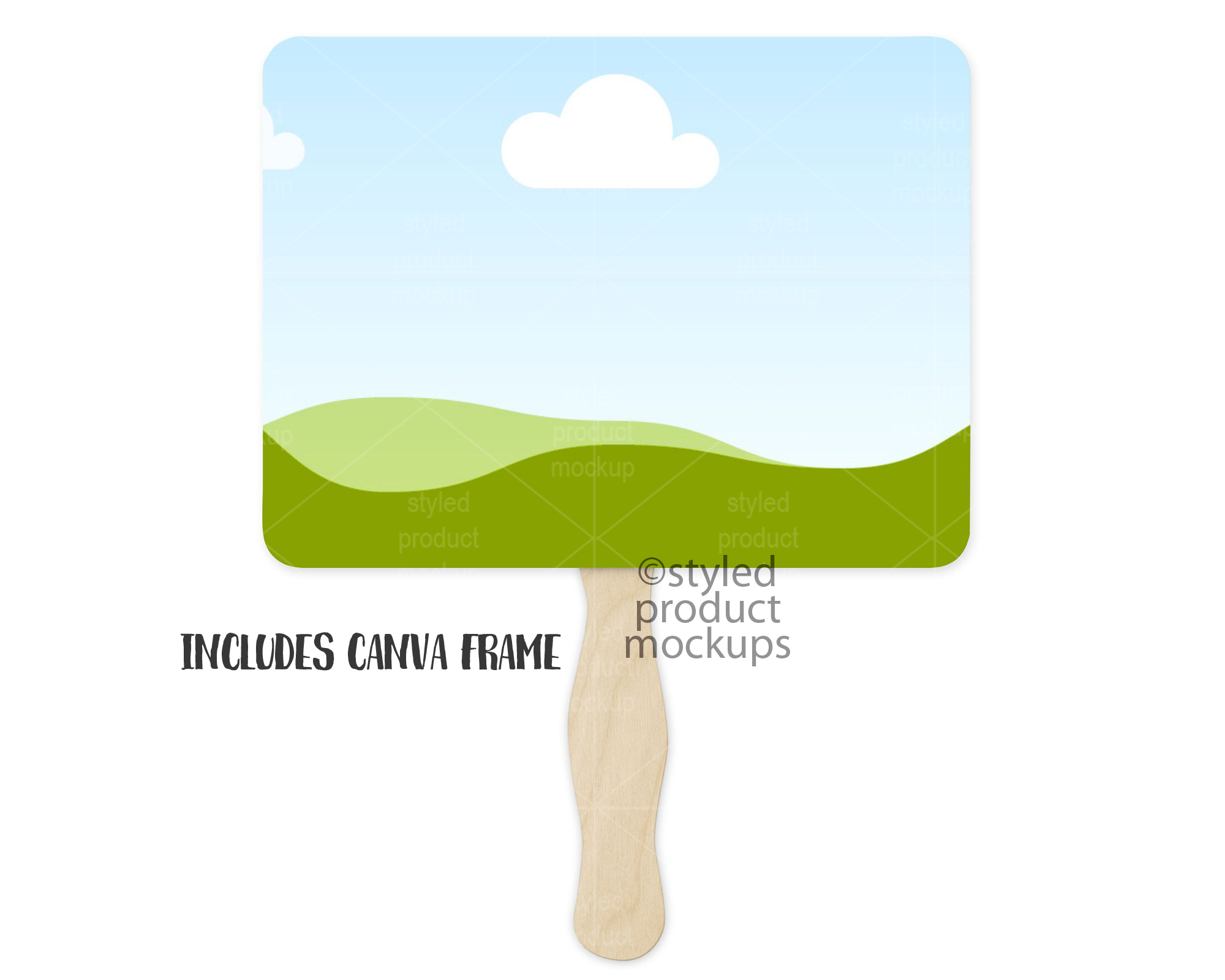 Wood Handle Fan Mockup