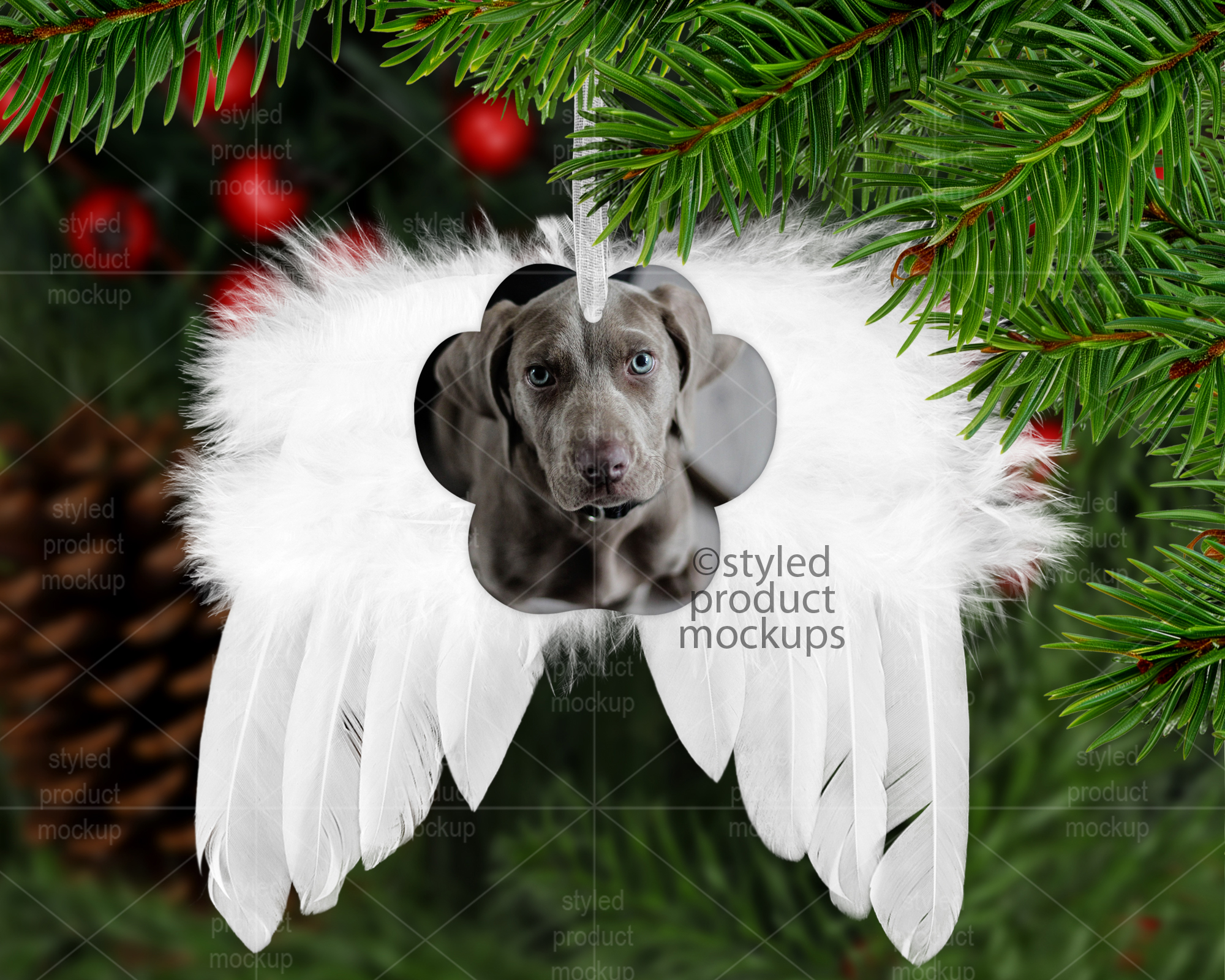 Angel Wing Paw Ornament Mockup