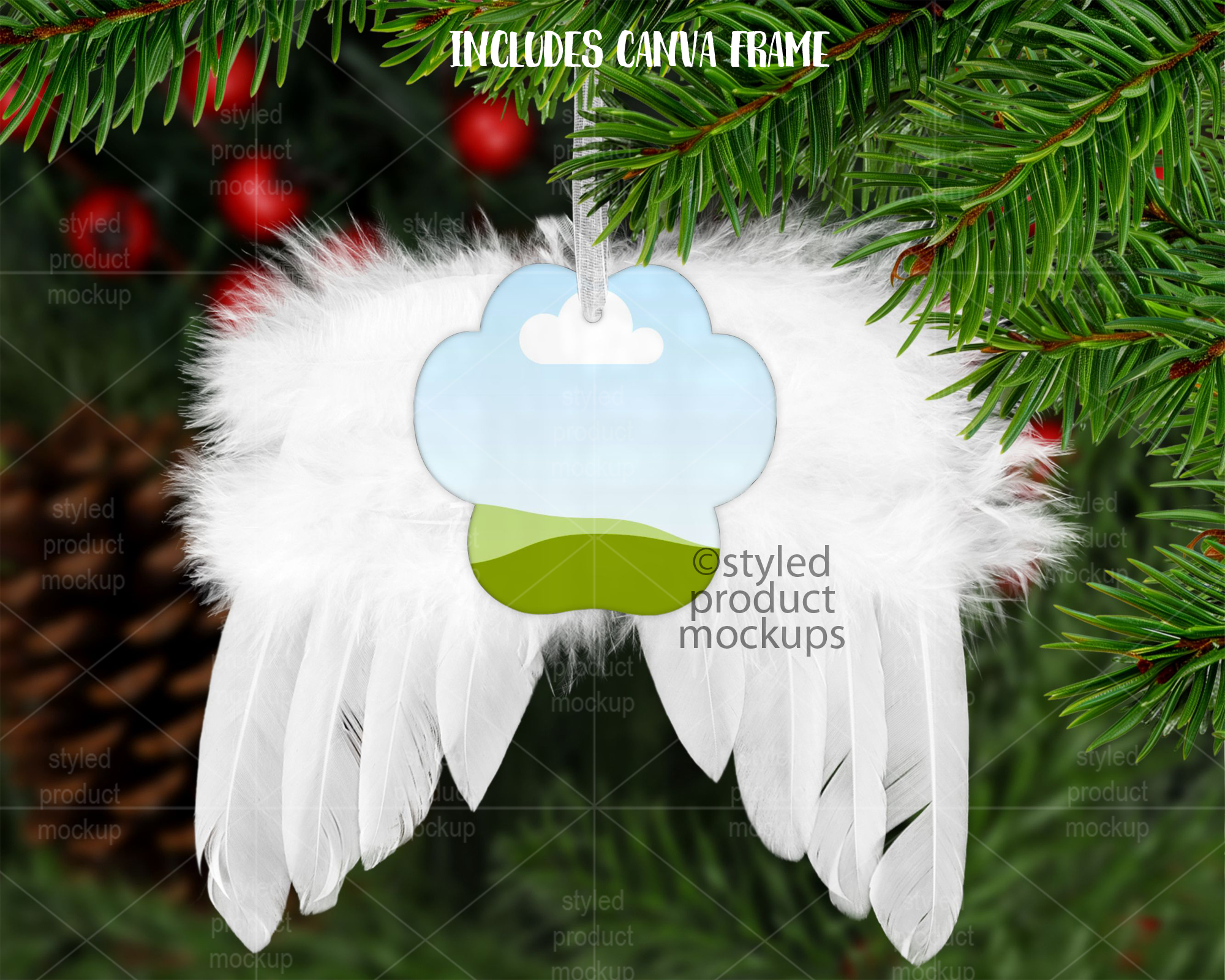 Angel Wing Paw Ornament Mockup