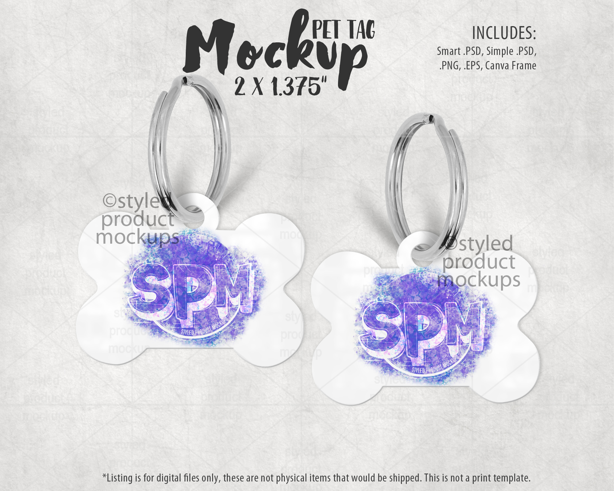 Bone Shaped Pet Tag Mockup