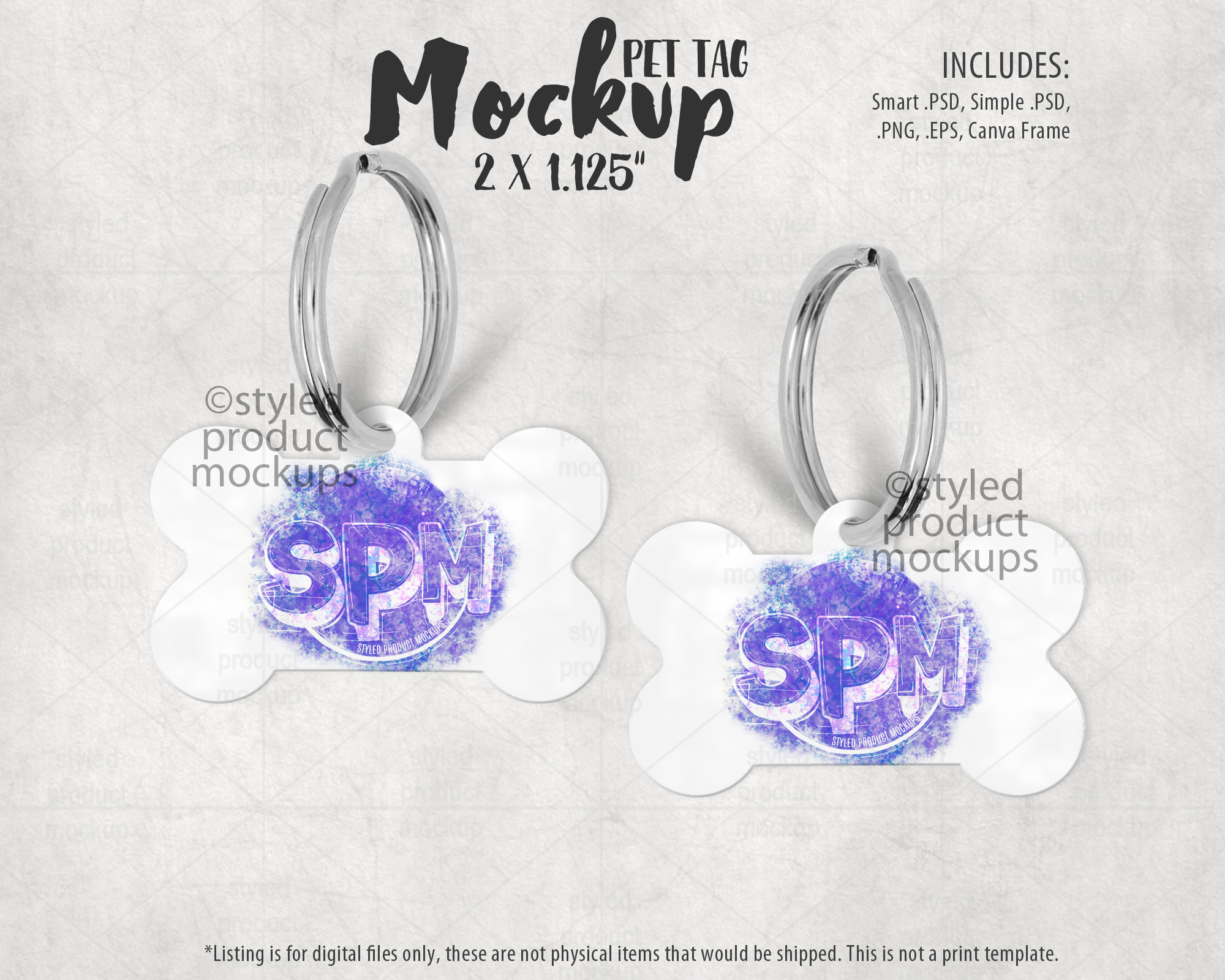 Bone Shaped Pet Tag Mockup