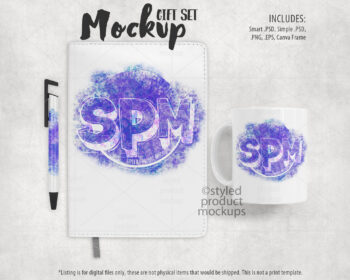 Journal Mug and Pen Gift Set Mockup