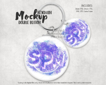 Double Button Keychain Mockup