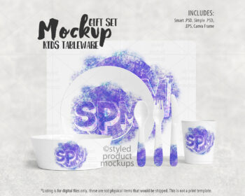 Kids Polymer Tableware Set Mockup