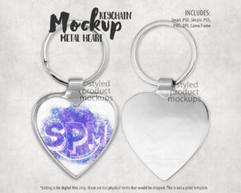 Metal Heart Keychain Mockup