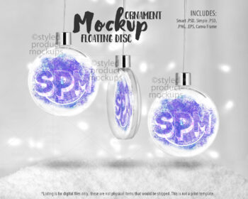 Floating Disc Ornament Mockup