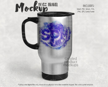 14oz Stainless Steel Travel Mug Mockup