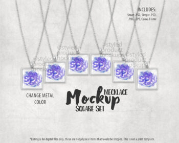Square Necklace Set Mockup