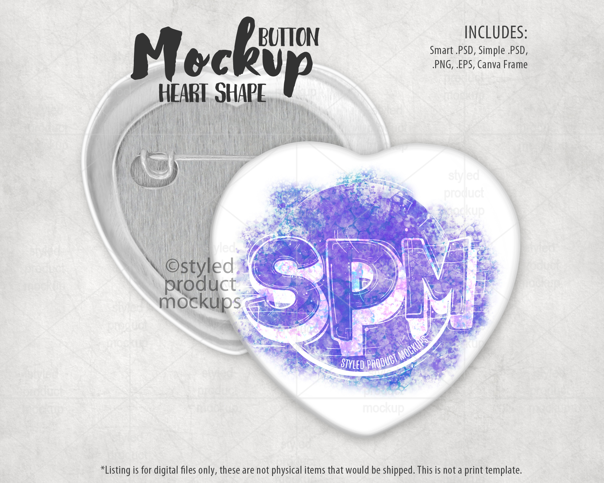 Heart Pinback Button Mockup