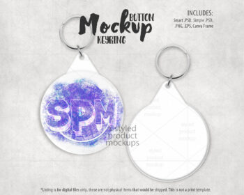 Plastic Back Button Keychain Mockup