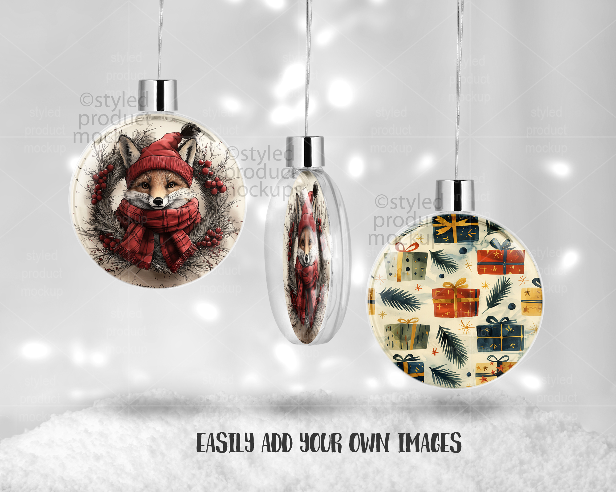 Floating Disc Ornament Mockup