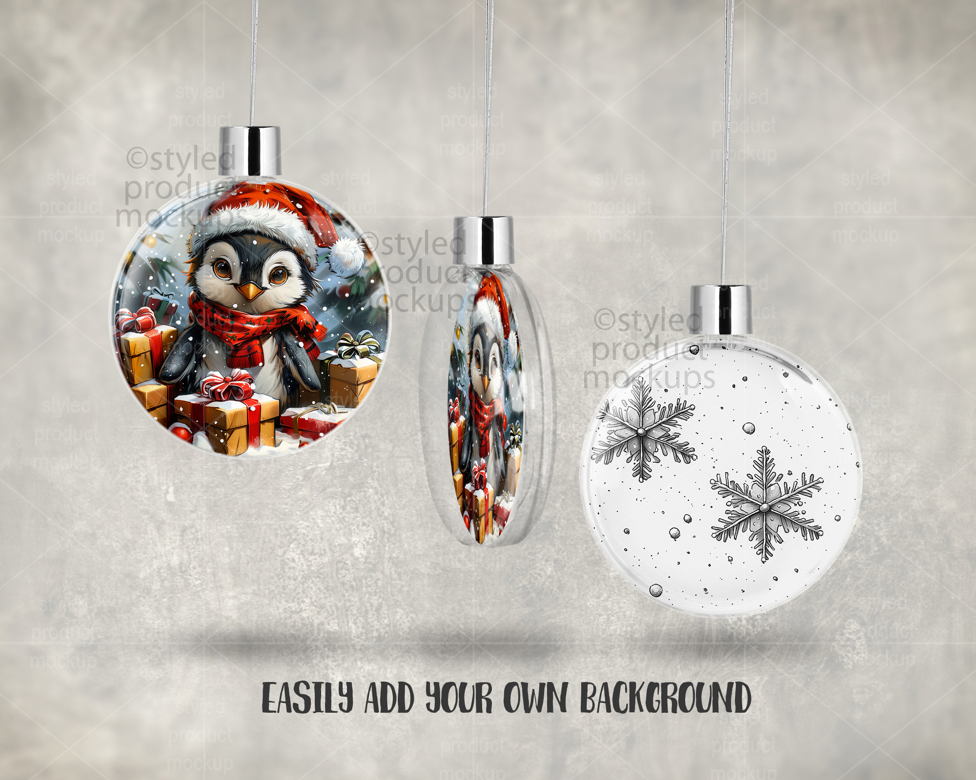 Floating Disc Ornament Mockup