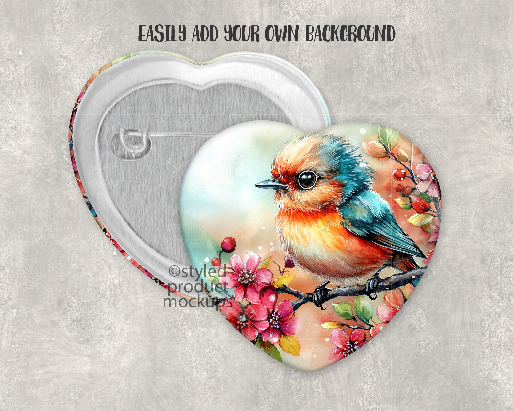 Heart Pinback Button Mockup