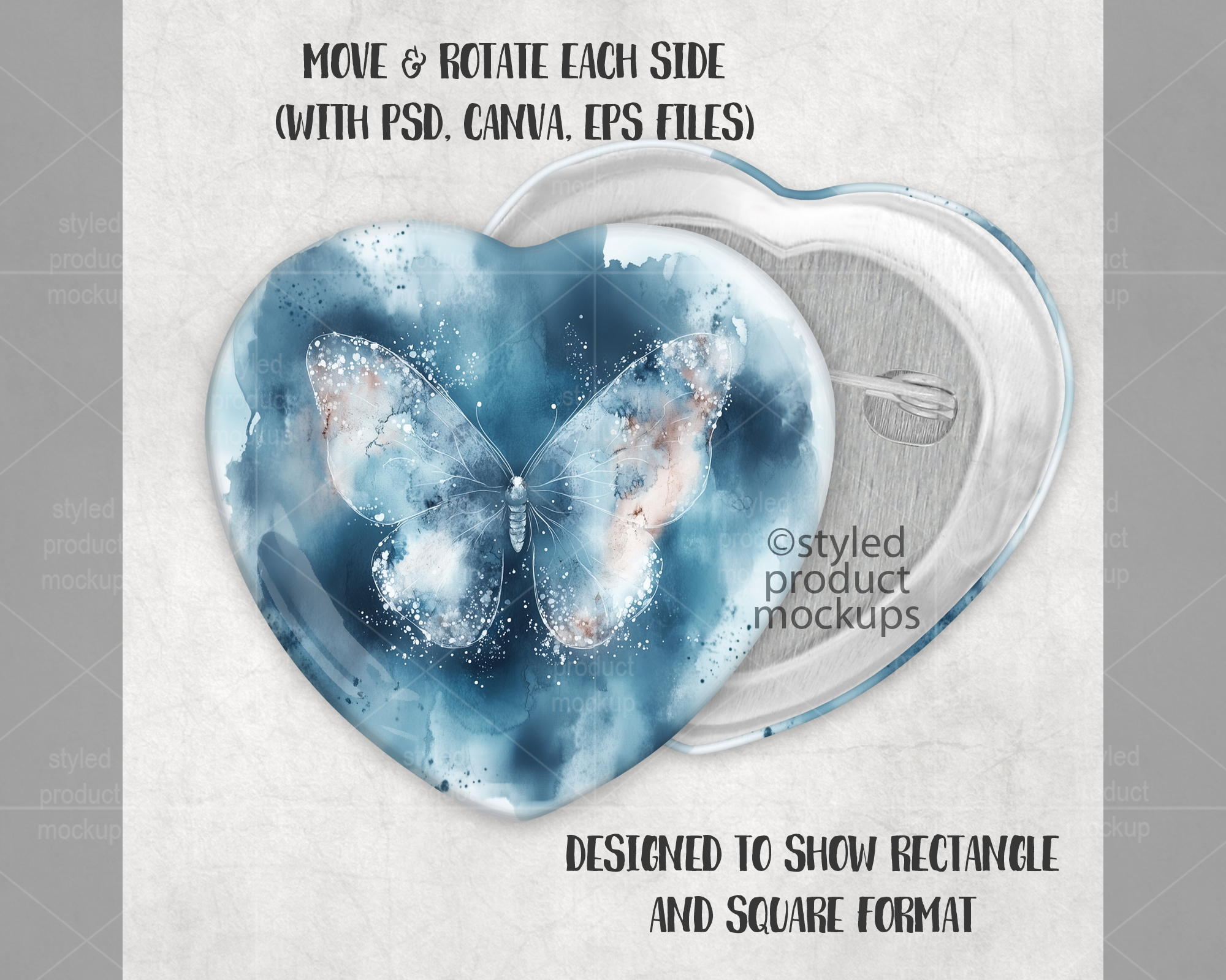 Heart Pinback Button Mockup