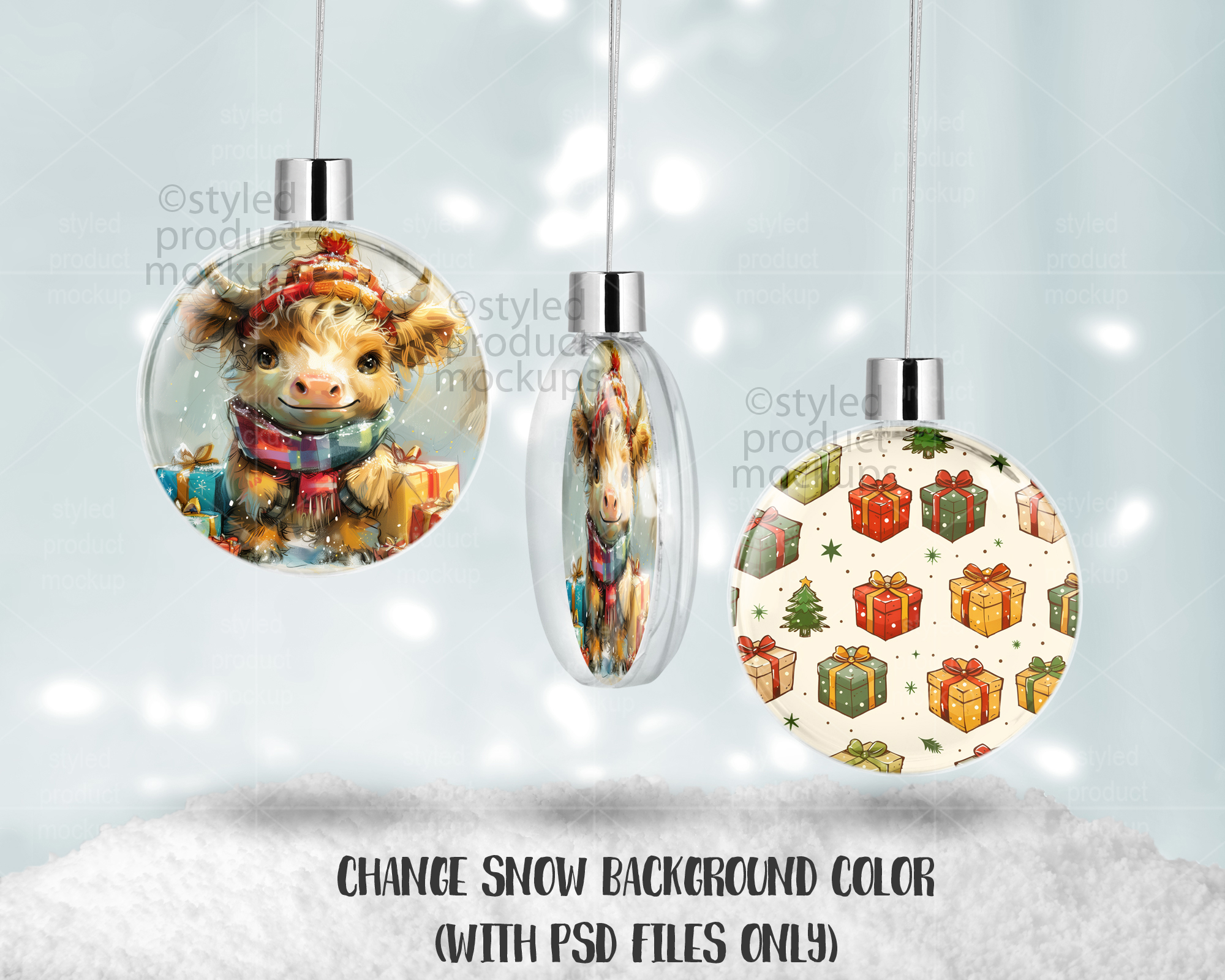 Floating Disc Ornament Mockup