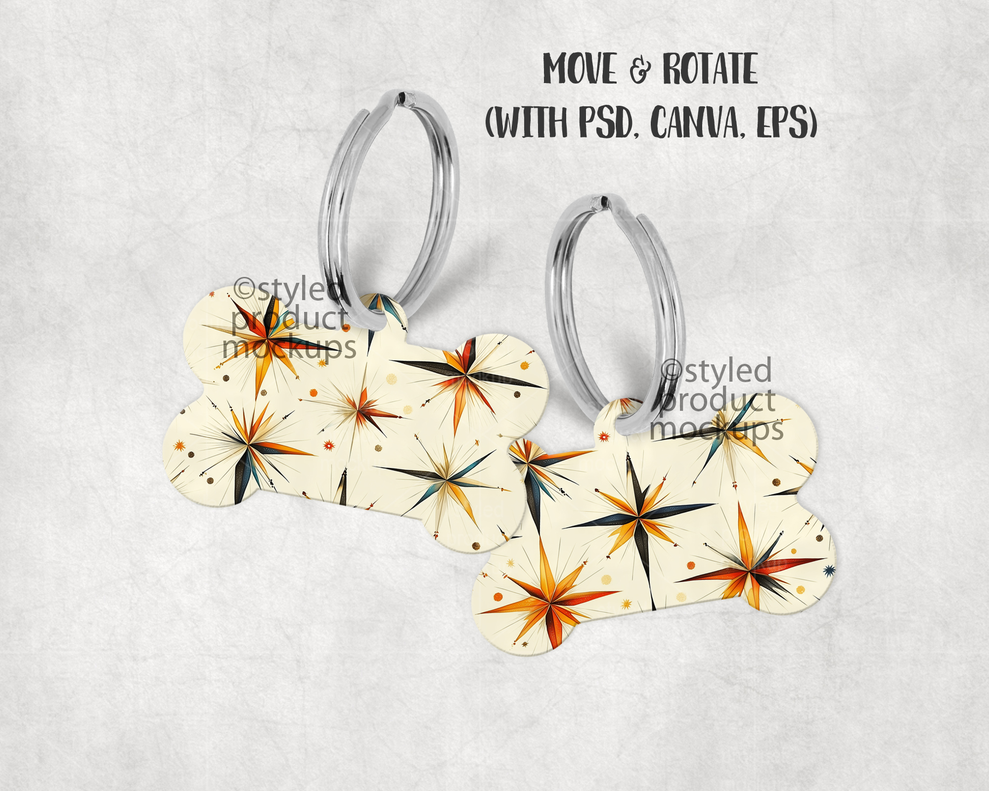 Bone Shaped Pet Tag Mockup