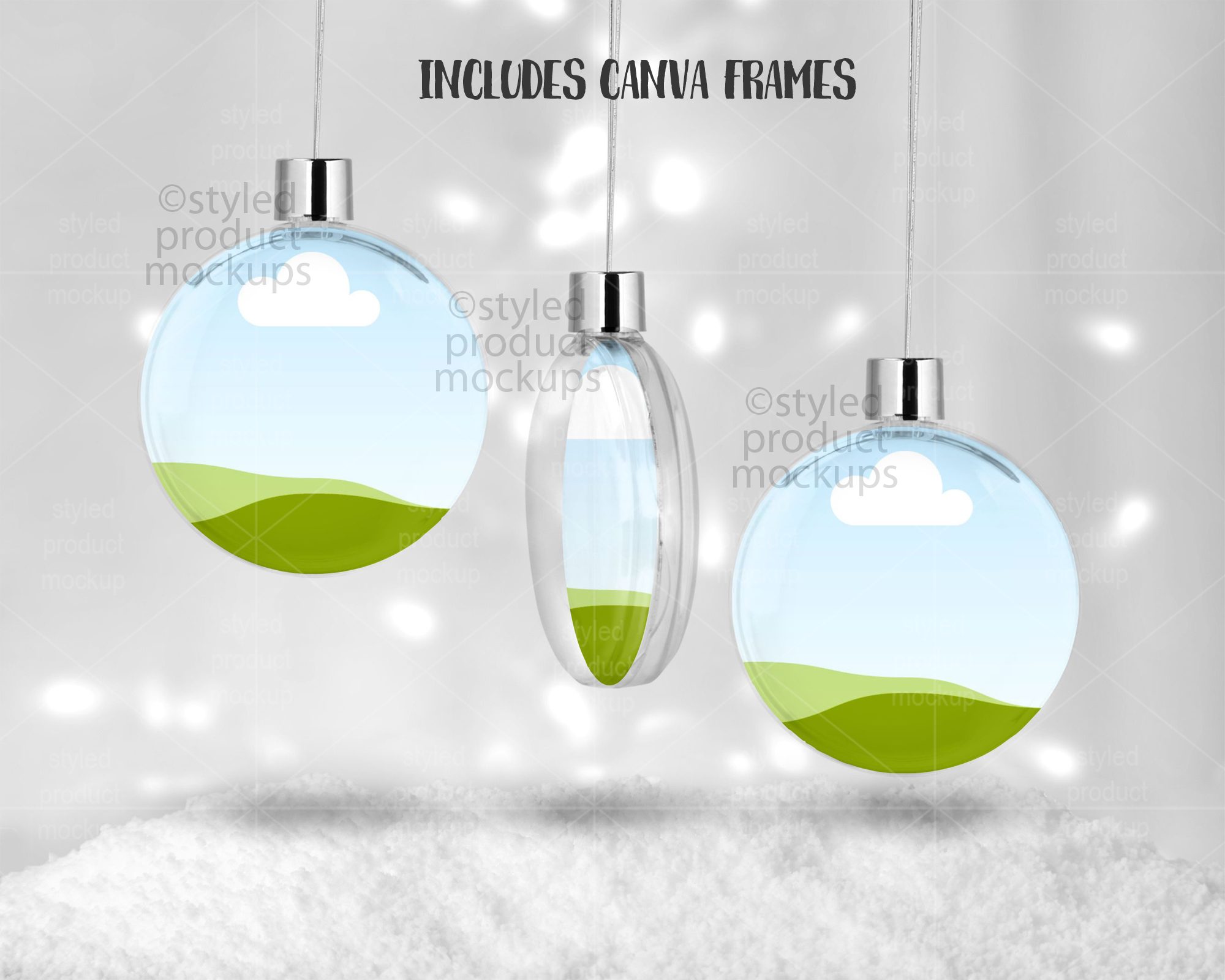 Floating Disc Ornament Mockup