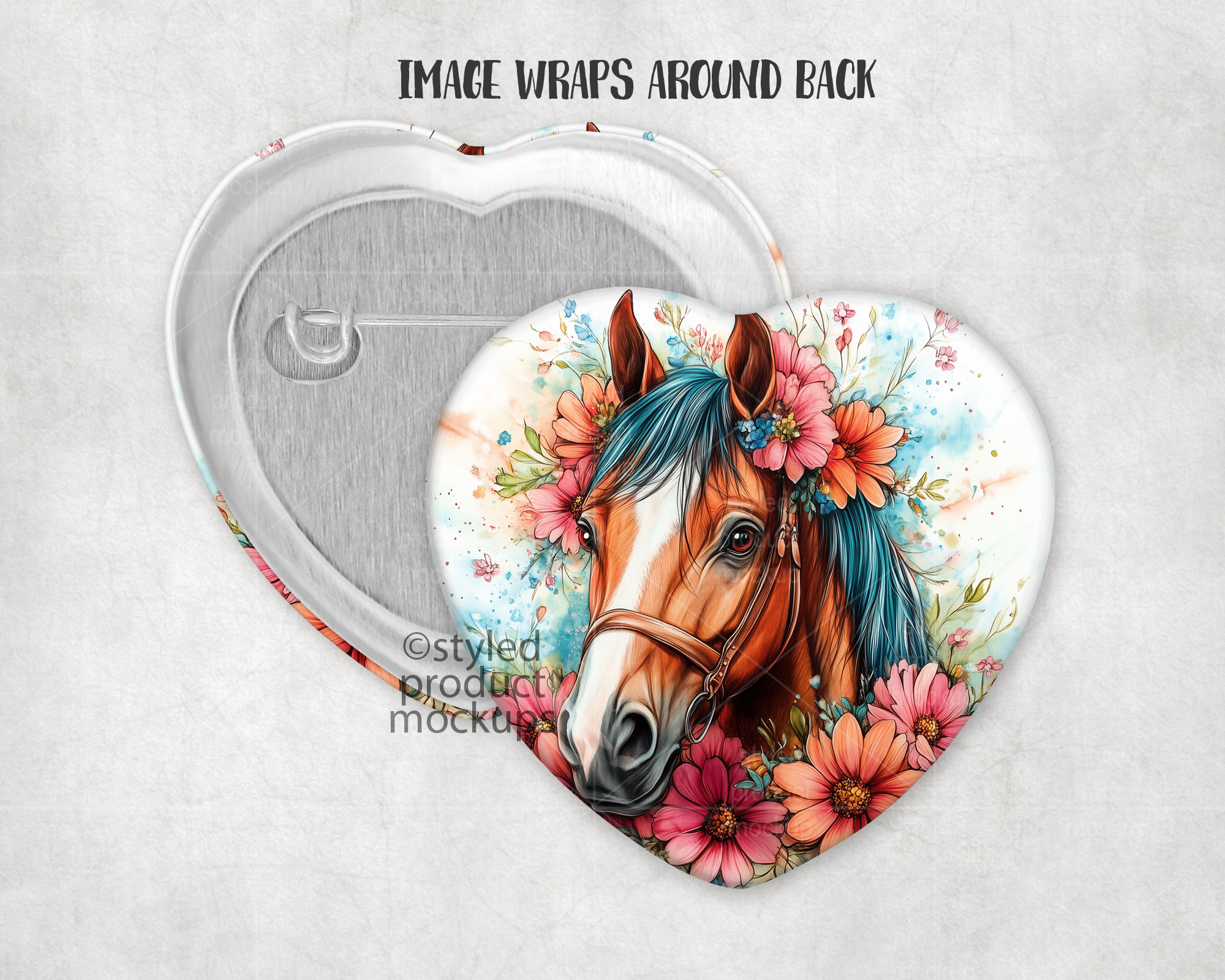 Heart Pinback Button Mockup