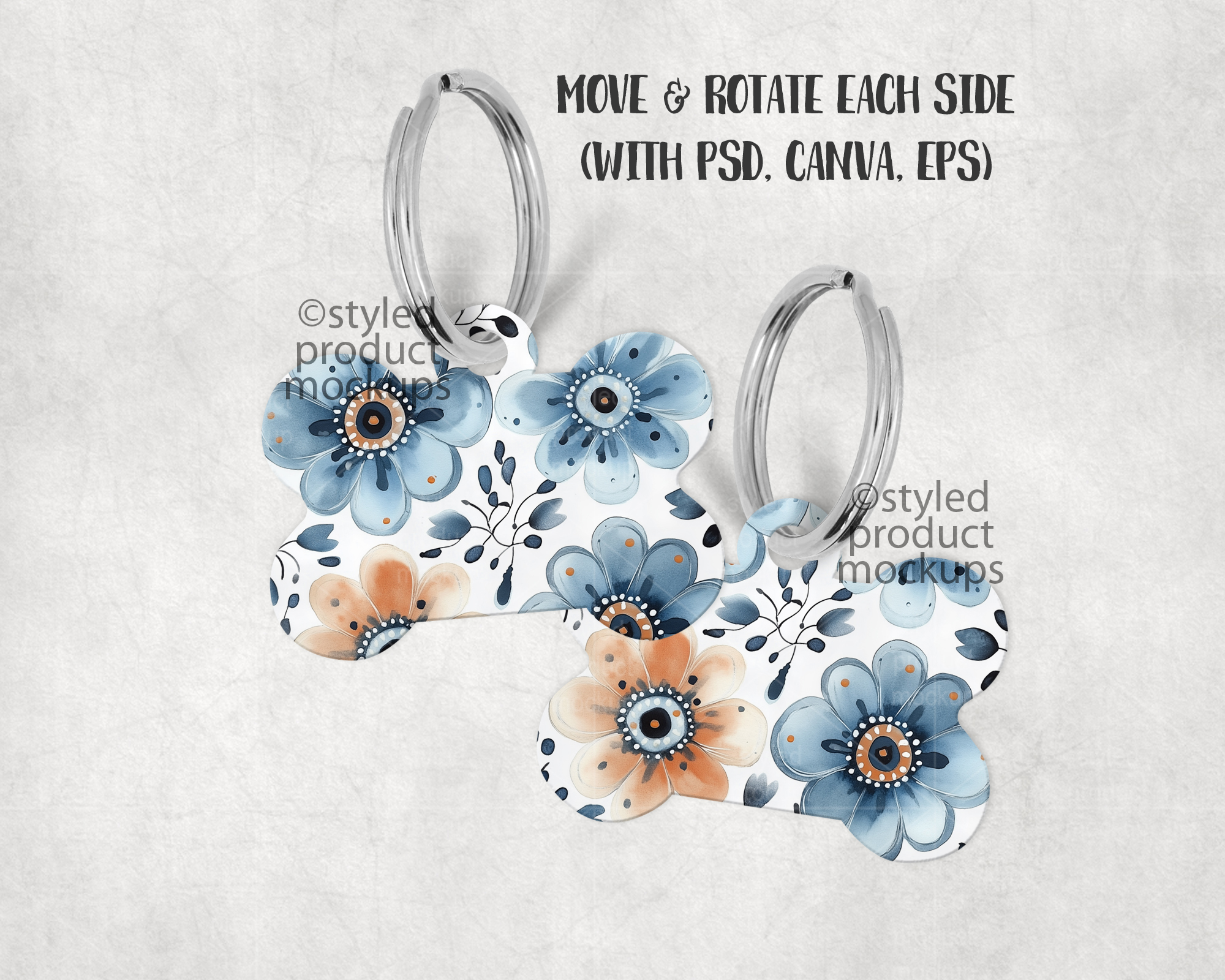 Bone Shaped Pet Tag Mockup
