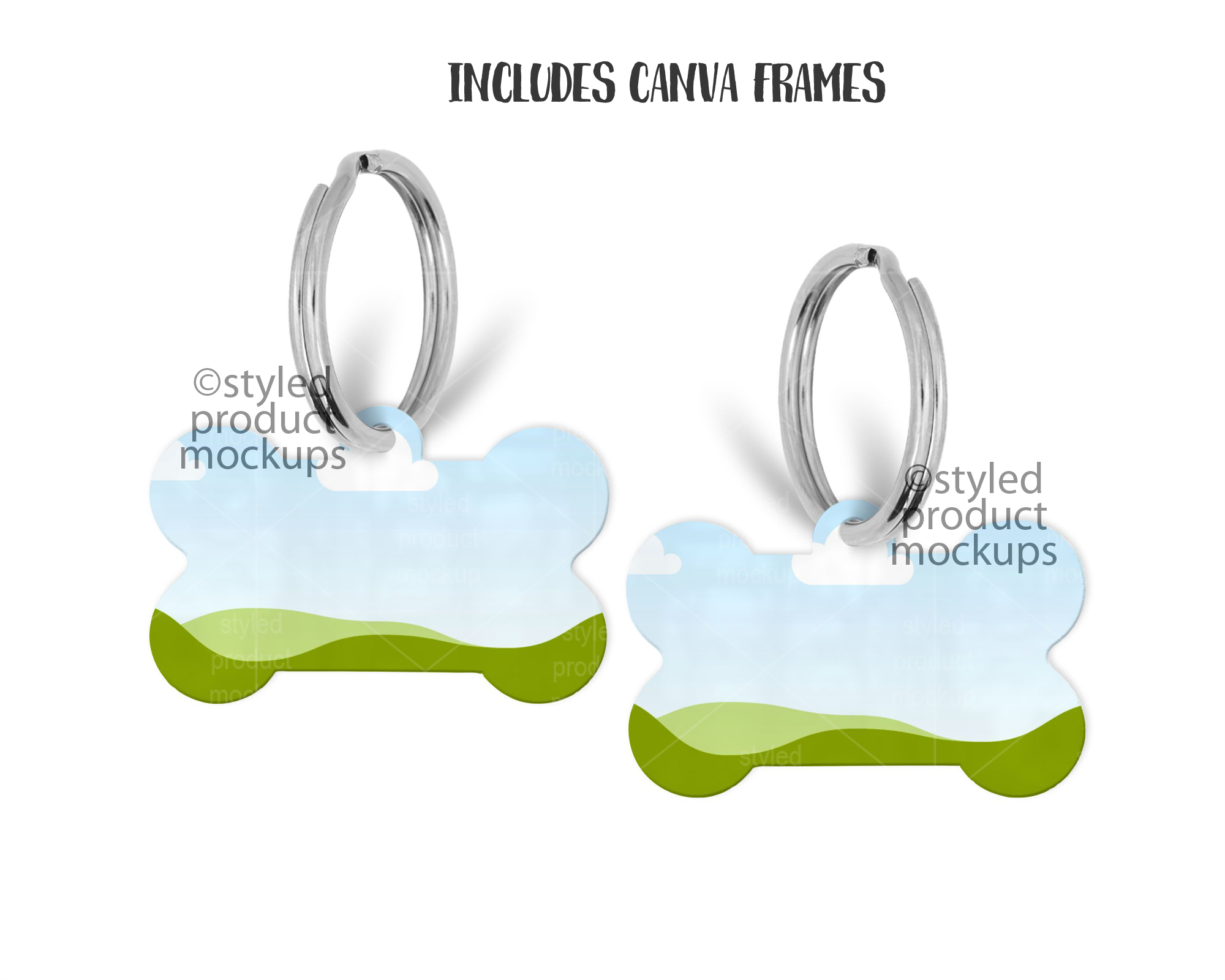 Bone Shaped Pet Tag Mockup