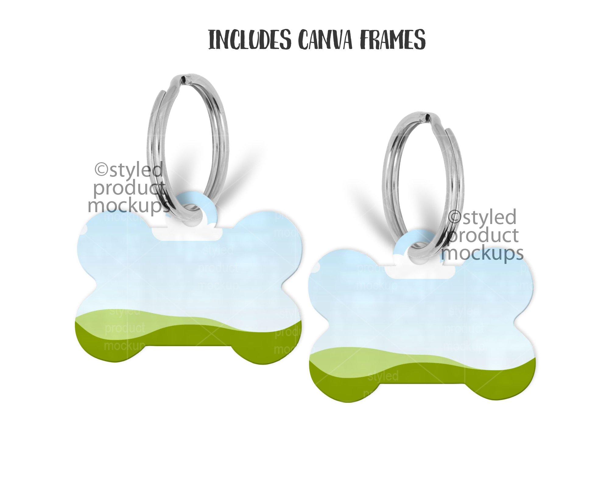 Bone Shaped Pet Tag Mockup
