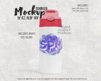 12oz Color Flip Top Tumbler Mockup