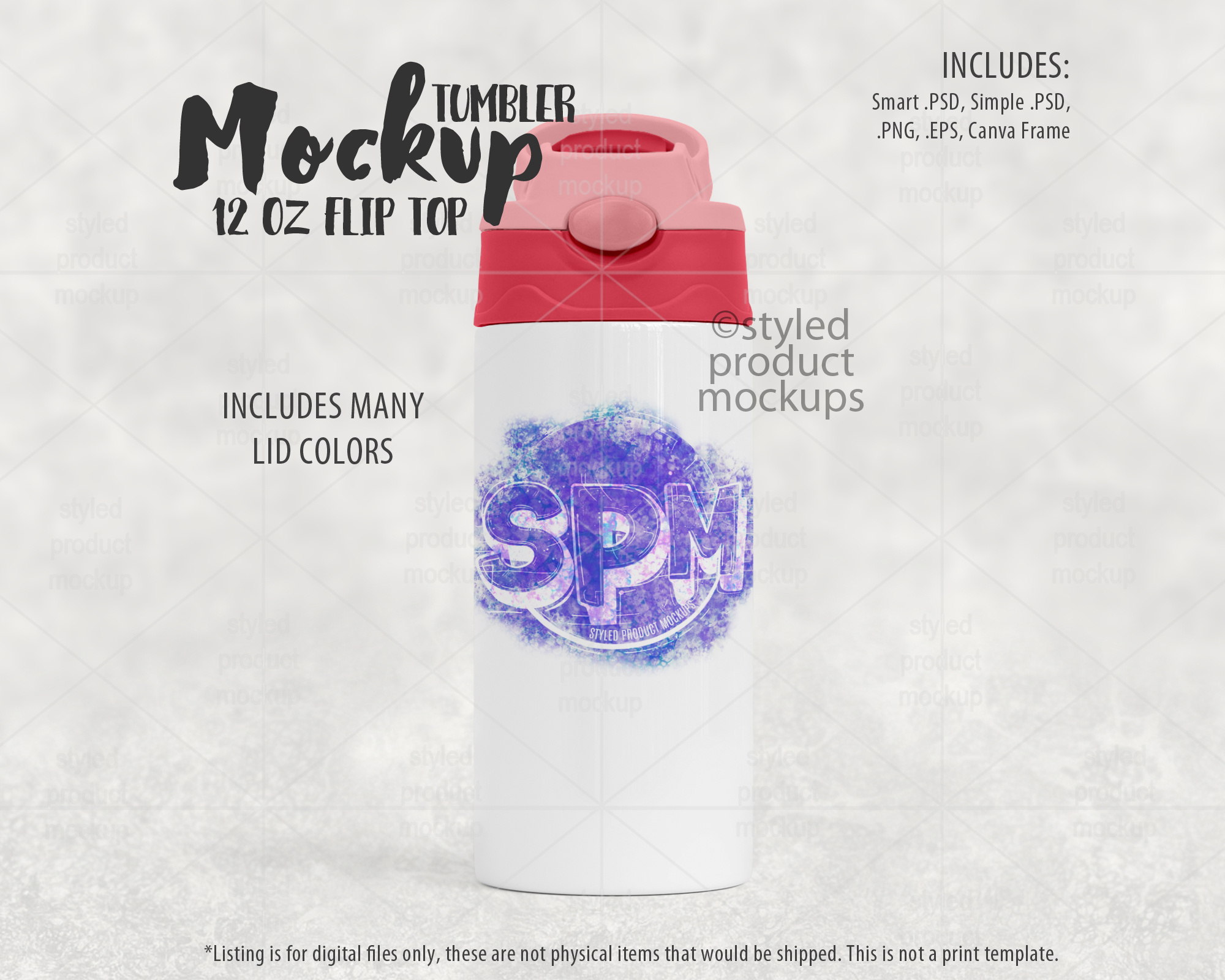12oz Color Flip Top Tumbler Mockup