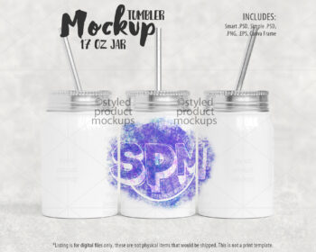 17oz Mason Jar Tumbler Mockup