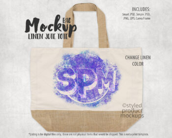 Large Jute Linen Tote Bag Mockup