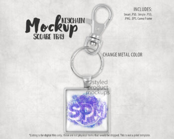 Square Tray Keychain Mockup