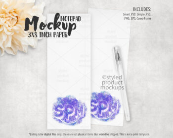 3x8 Paper Notepad Mockup